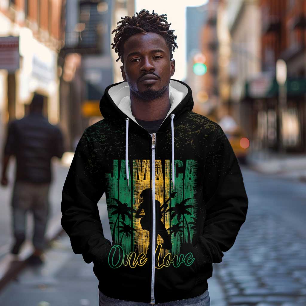 Afro-Jamaican One Love Grunge Zip Hoodie Jamrock - African Pride