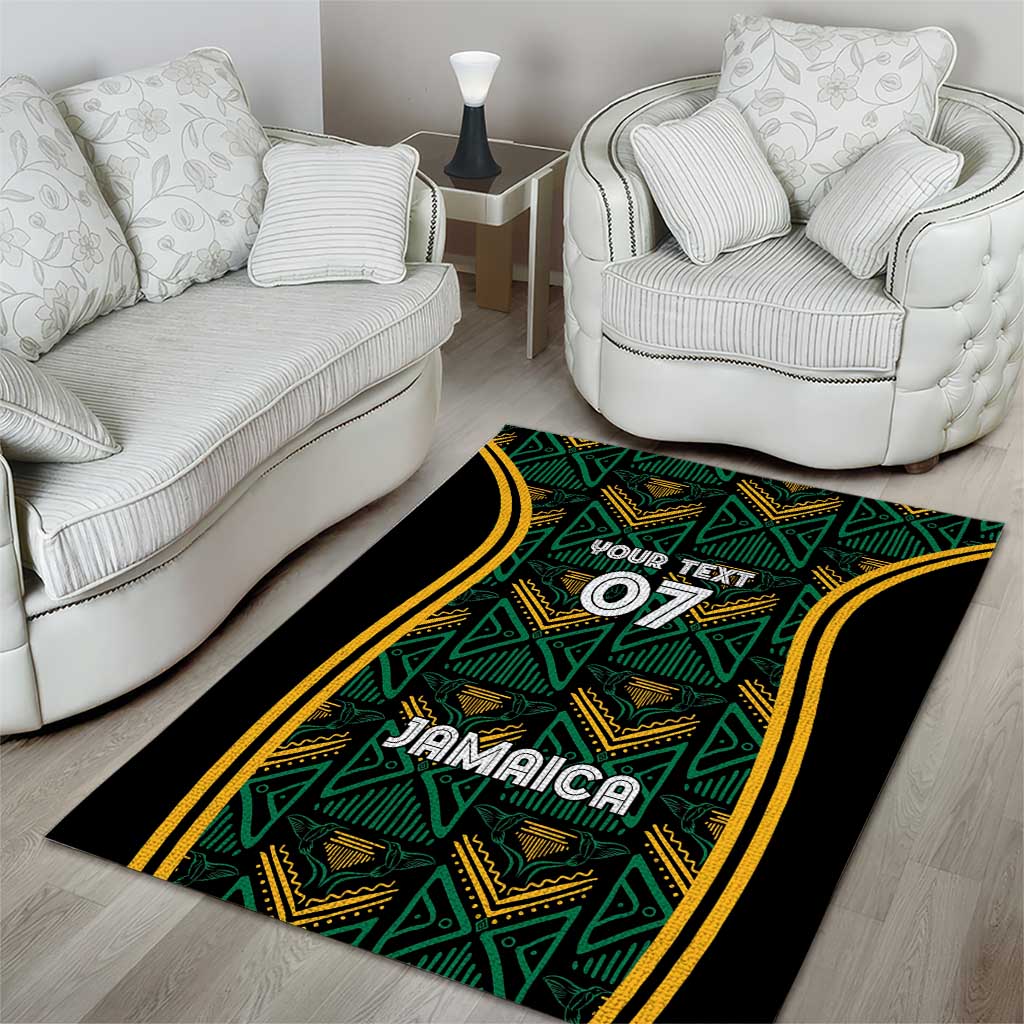 Afro-Jamaica Custom Area Rug Reggae Boyz Ethnic Motifs