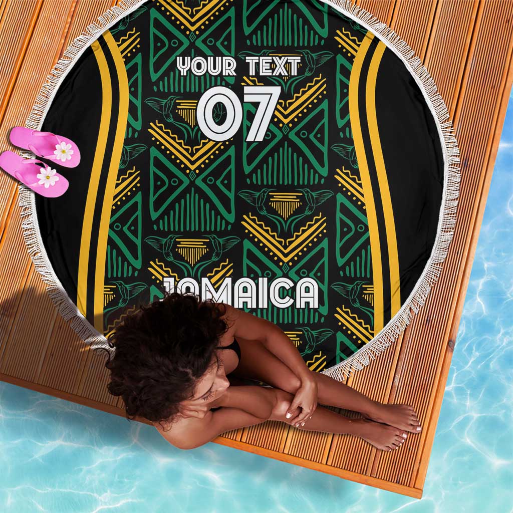 Afro-Jamaica Custom Beach Blanket Reggae Boyz Ethnic Motifs