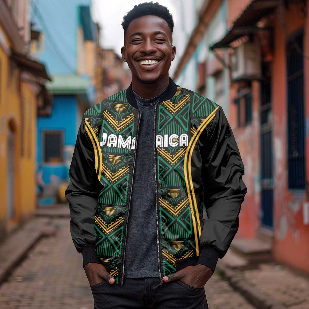 Afro-Jamaica Custom Bomber Jacket Reggae Boyz Ethnic Motifs