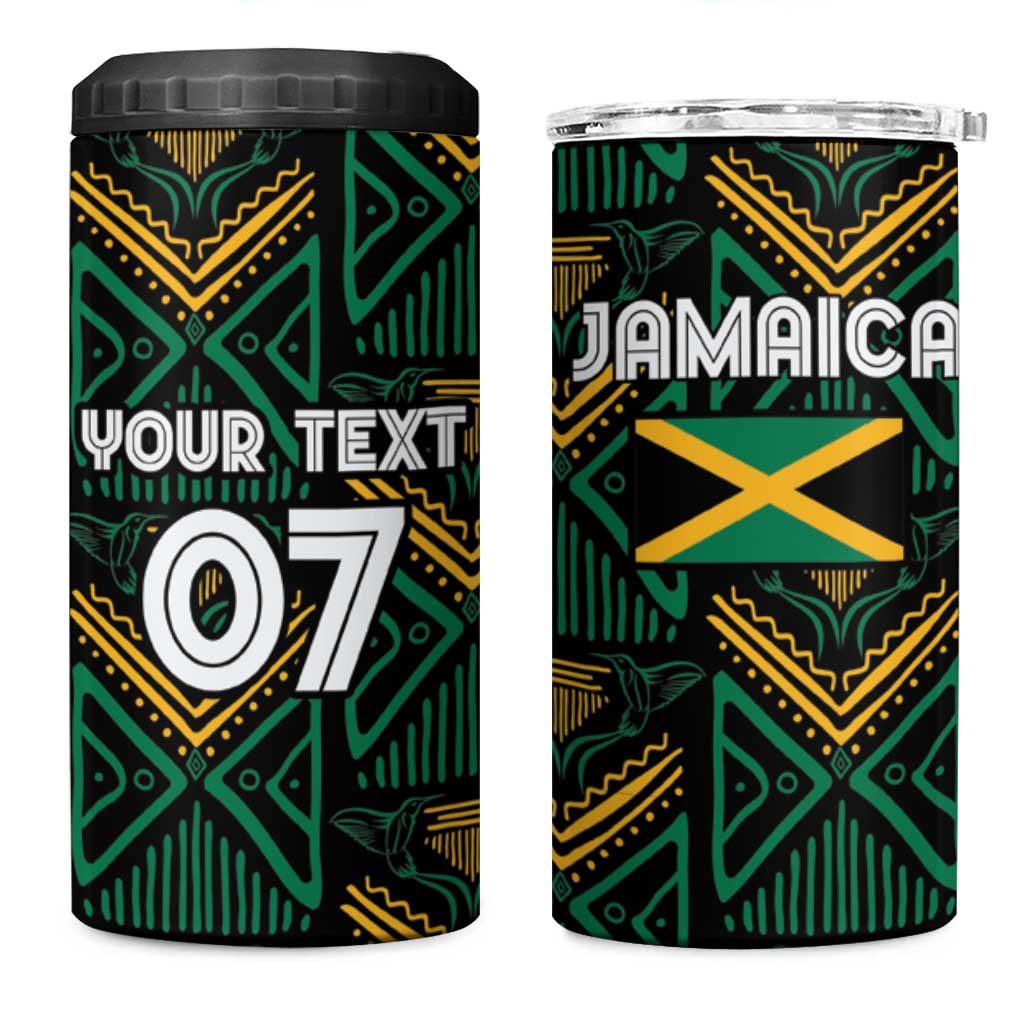 Afro-Jamaica Custom 4 in 1 Can Cooler Tumbler Reggae Boyz Ethnic Motifs
