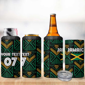 Afro-Jamaica Custom 4 in 1 Can Cooler Tumbler Reggae Boyz Ethnic Motifs