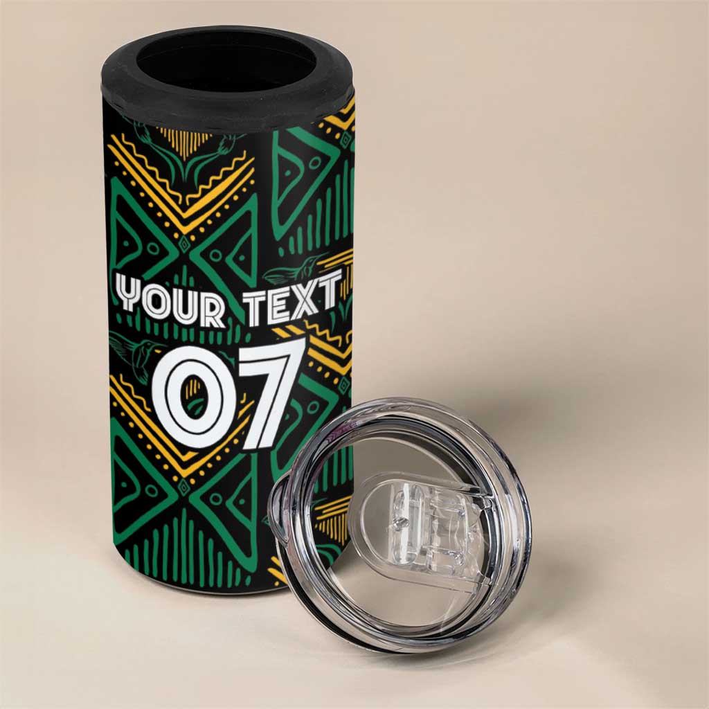Afro-Jamaica Custom 4 in 1 Can Cooler Tumbler Reggae Boyz Ethnic Motifs