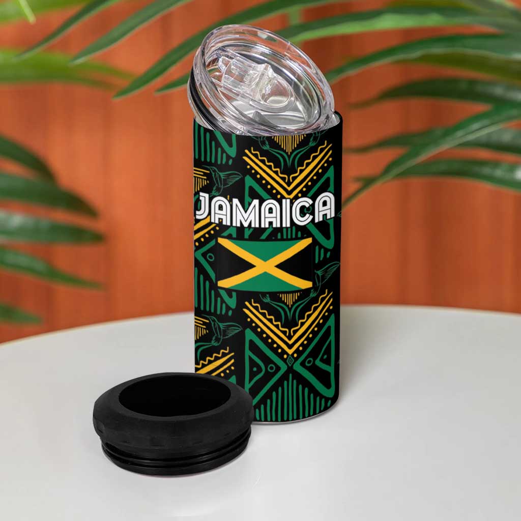 Afro-Jamaica Custom 4 in 1 Can Cooler Tumbler Reggae Boyz Ethnic Motifs