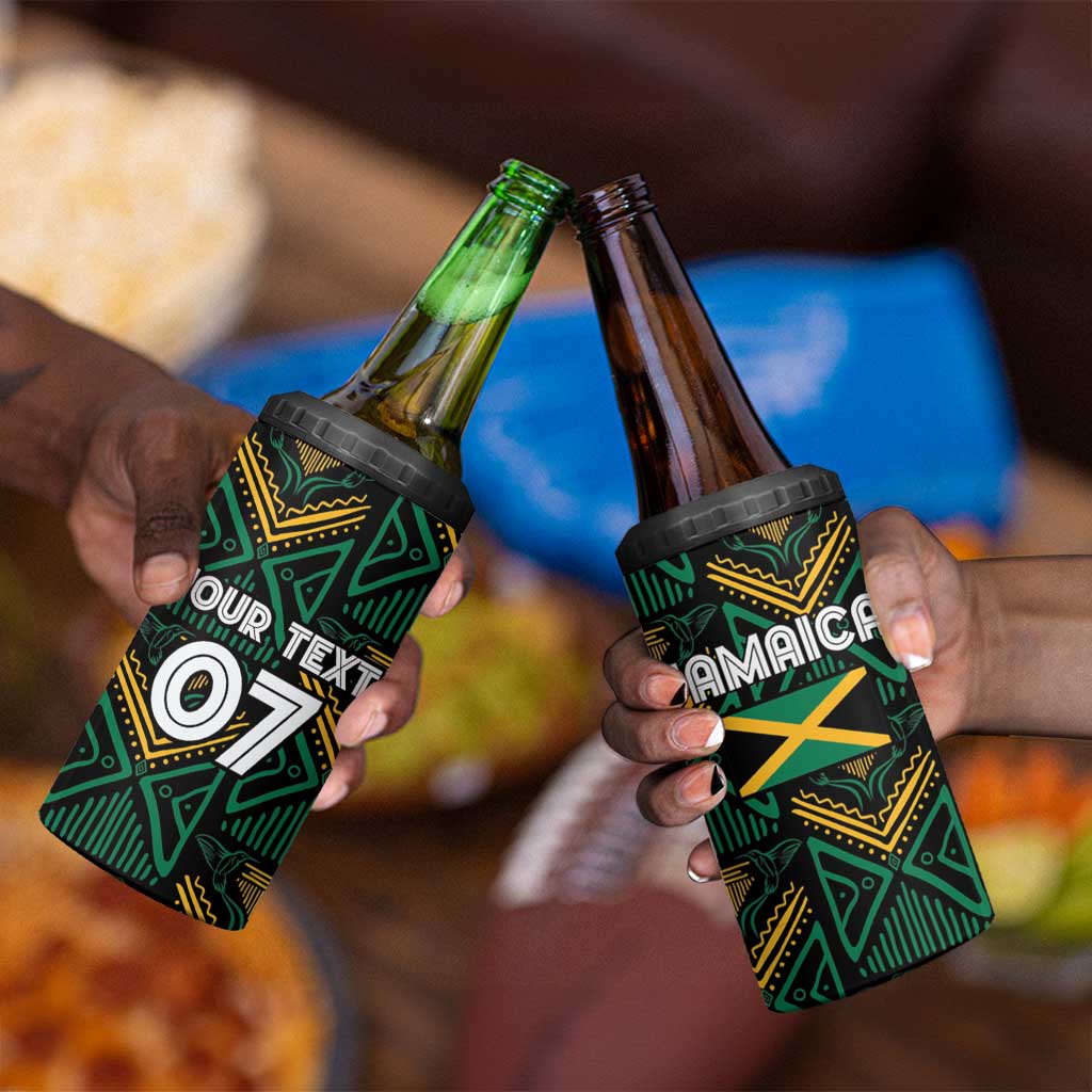 Afro-Jamaica Custom 4 in 1 Can Cooler Tumbler Reggae Boyz Ethnic Motifs