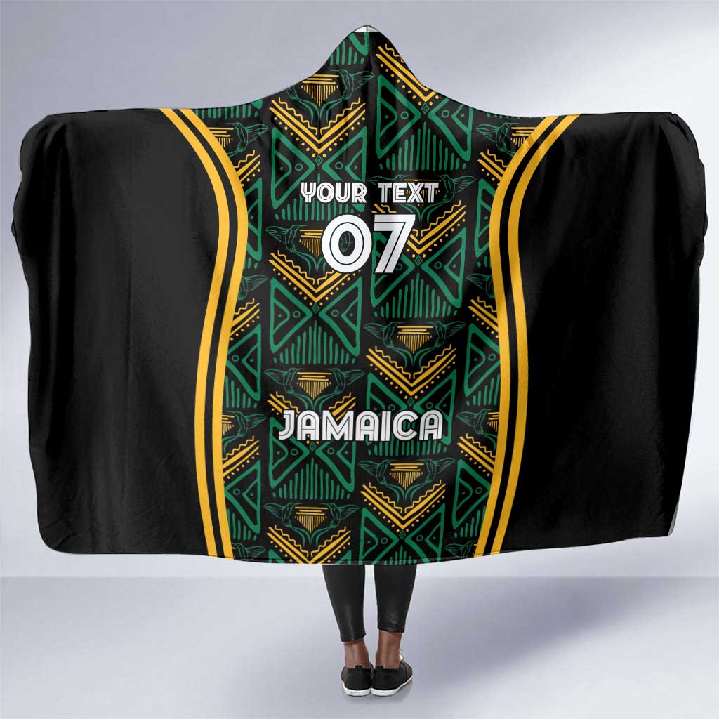 Afro-Jamaica Custom Hooded Blanket Reggae Boyz Ethnic Motifs