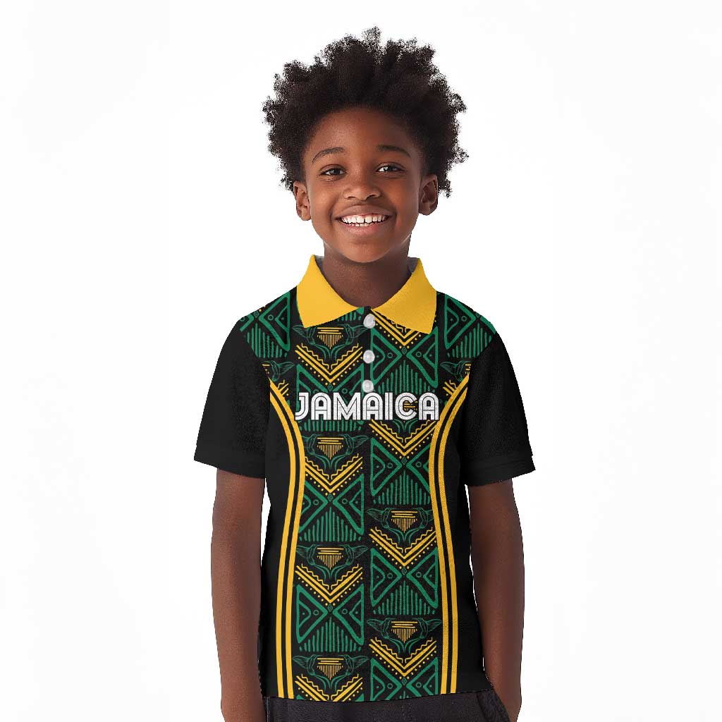Afro-Jamaica Custom Kid Polo Shirt Reggae Boyz Ethnic Motifs