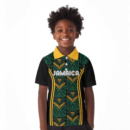 Afro-Jamaica Custom Kid Polo Shirt Reggae Boyz Ethnic Motifs