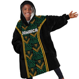 Afro-Jamaica Custom Kid Wearable Blanket Hoodie Reggae Boyz Ethnic Motifs