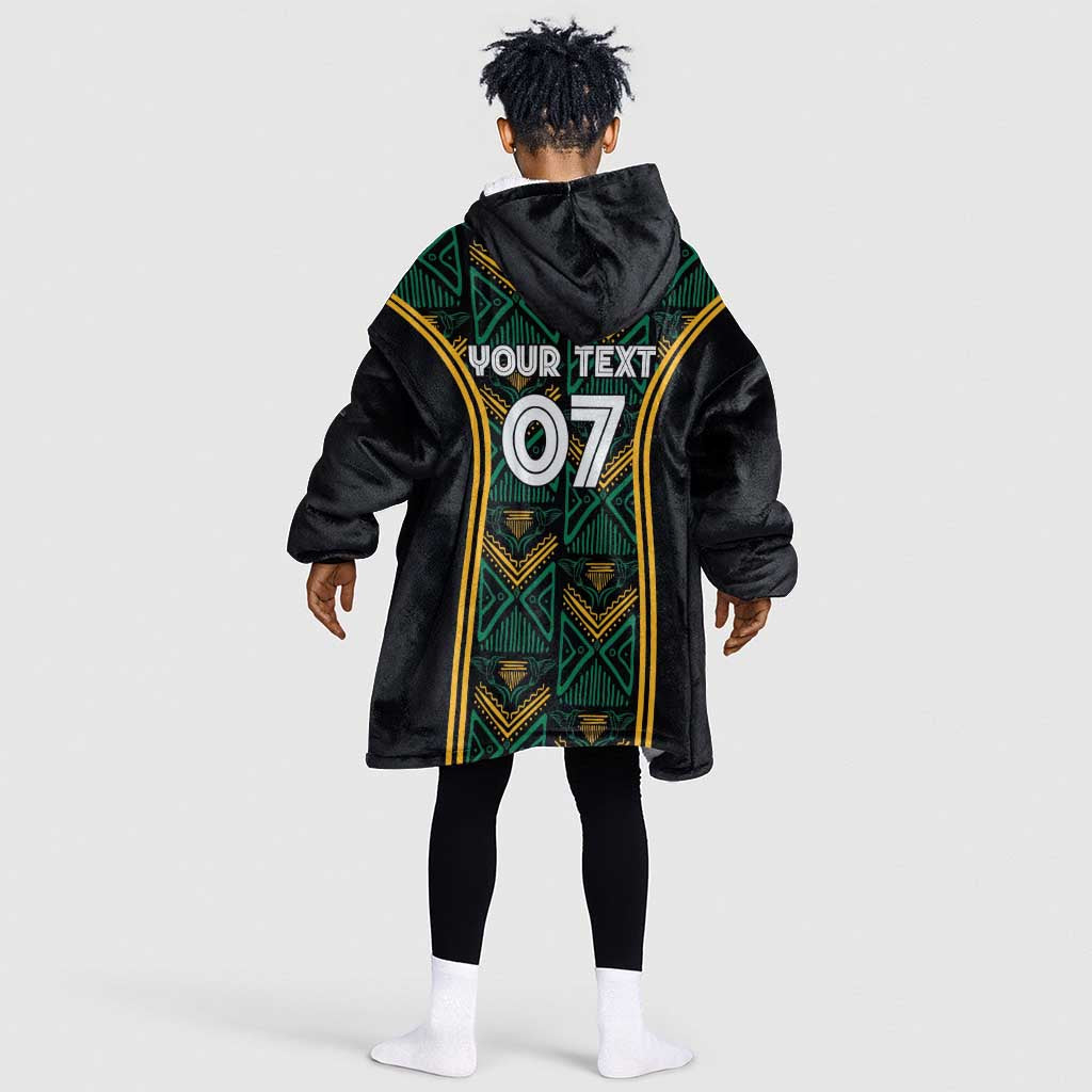 Afro-Jamaica Custom Kid Wearable Blanket Hoodie Reggae Boyz Ethnic Motifs