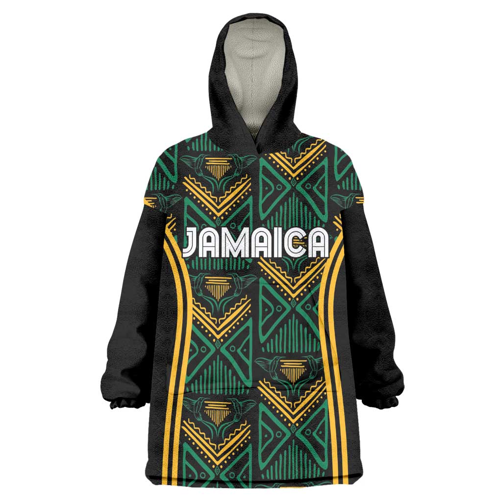 Afro-Jamaica Custom Kid Wearable Blanket Hoodie Reggae Boyz Ethnic Motifs