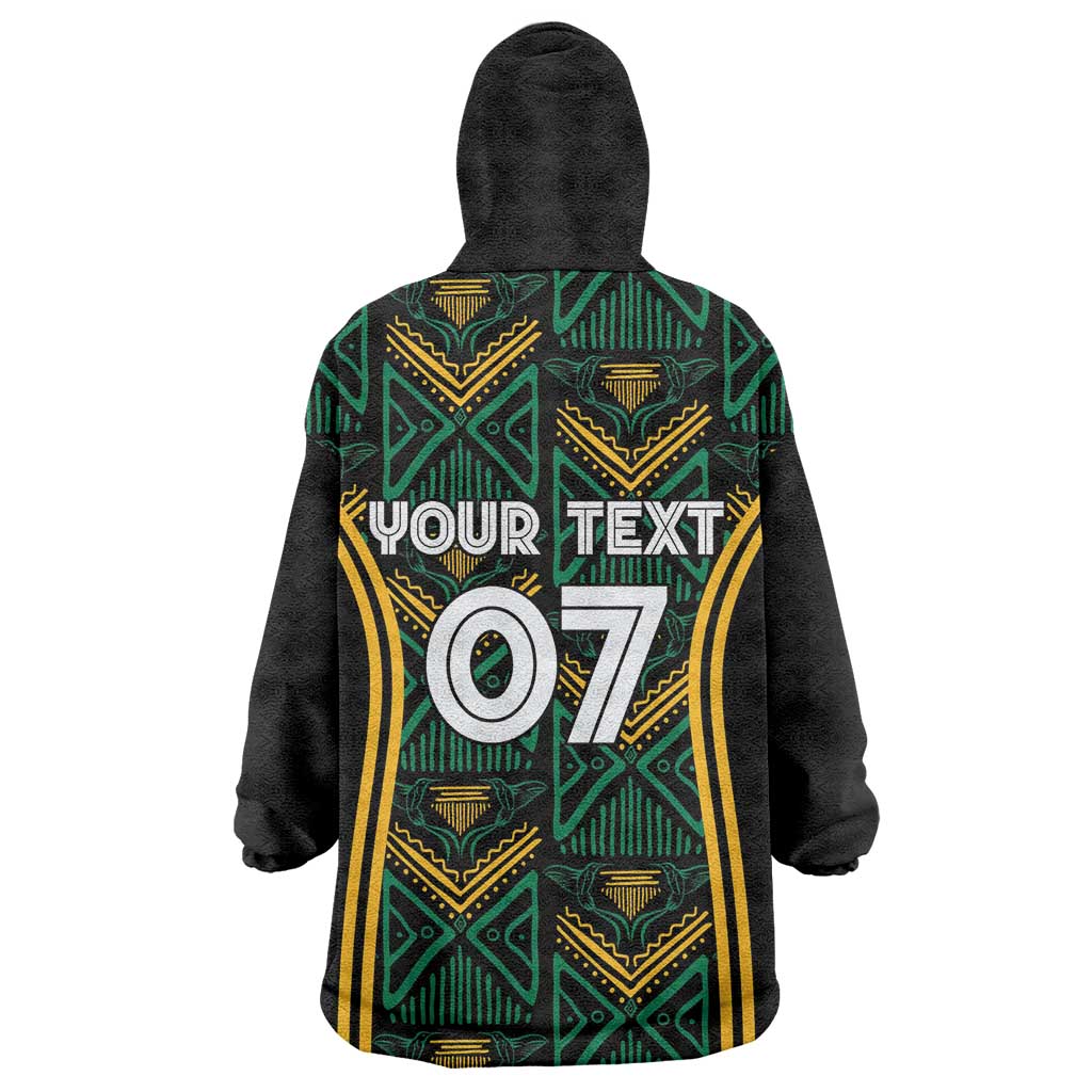 Afro-Jamaica Custom Kid Wearable Blanket Hoodie Reggae Boyz Ethnic Motifs