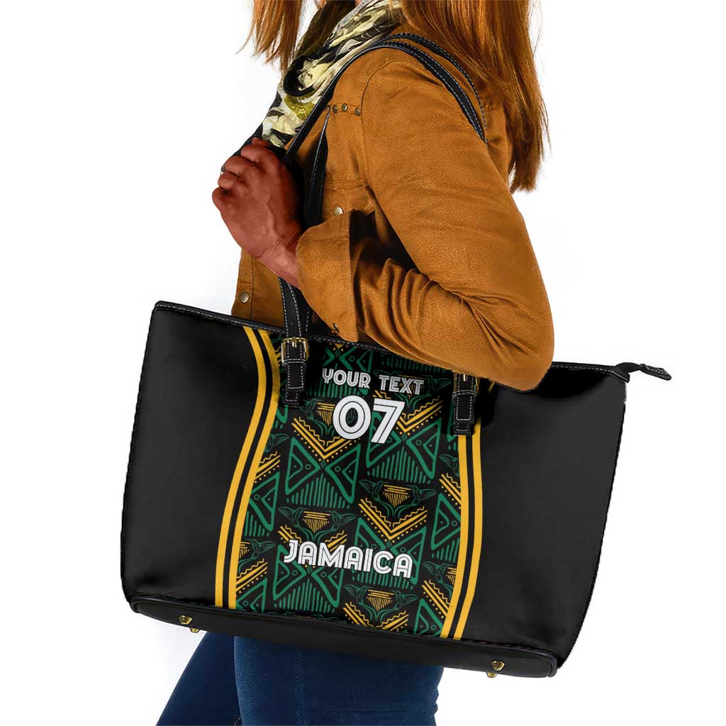 Afro-Jamaica Custom Leather Tote Bag Reggae Boyz Ethnic Motifs
