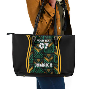Afro-Jamaica Custom Leather Tote Bag Reggae Boyz Ethnic Motifs