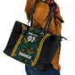 Afro-Jamaica Custom Leather Tote Bag Reggae Boyz Ethnic Motifs