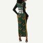 Afro-Jamaica Custom Long Sleeve Bodycon Dress Reggae Boyz Ethnic Motifs LT7