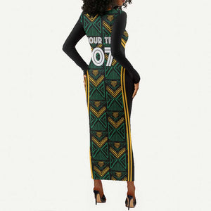 Afro-Jamaica Custom Long Sleeve Bodycon Dress Reggae Boyz Ethnic Motifs LT7