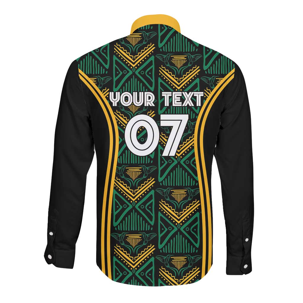 Afro-Jamaica Custom Long Sleeve Button Shirt Reggae Boyz Ethnic Motifs