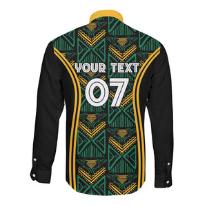 Afro-Jamaica Custom Long Sleeve Button Shirt Reggae Boyz Ethnic Motifs