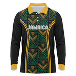 Afro-Jamaica Custom Long Sleeve Polo Shirt Reggae Boyz Ethnic Motifs