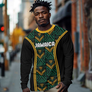 Afro-Jamaica Custom Long Sleeve Shirt Reggae Boyz Ethnic Motifs