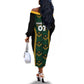 Afro-Jamaica Custom Off The Shoulder Long Sleeve Dress Reggae Boyz Ethnic Motifs