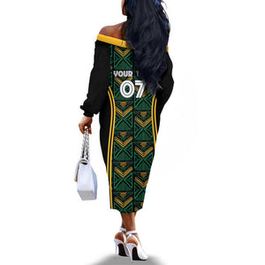 Afro-Jamaica Custom Off The Shoulder Long Sleeve Dress Reggae Boyz Ethnic Motifs