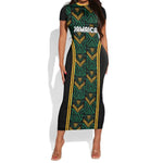 Afro-Jamaica Custom Short Sleeve Bodycon Dress Reggae Boyz Ethnic Motifs LT7