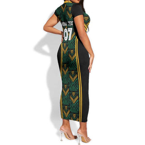 Afro-Jamaica Custom Short Sleeve Bodycon Dress Reggae Boyz Ethnic Motifs LT7