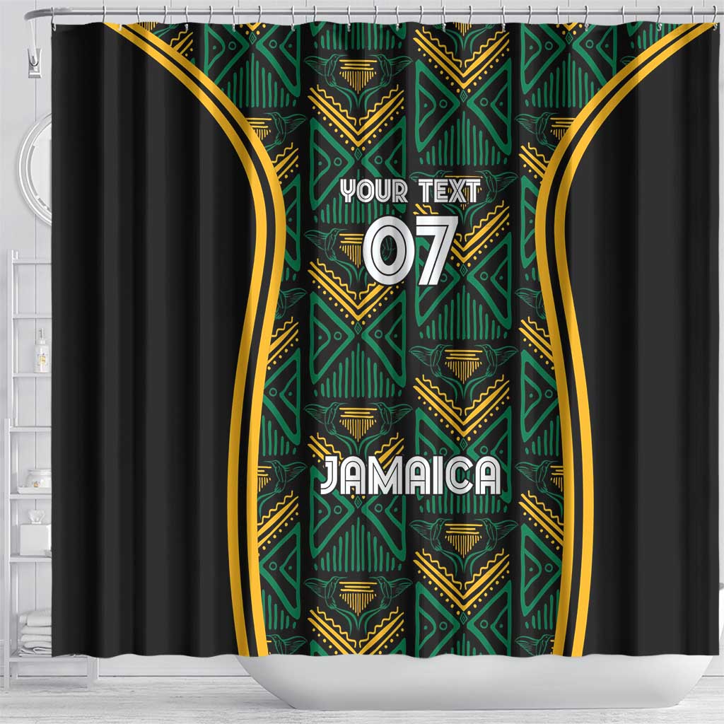 Afro-Jamaica Custom Shower Curtain Reggae Boyz Ethnic Motifs