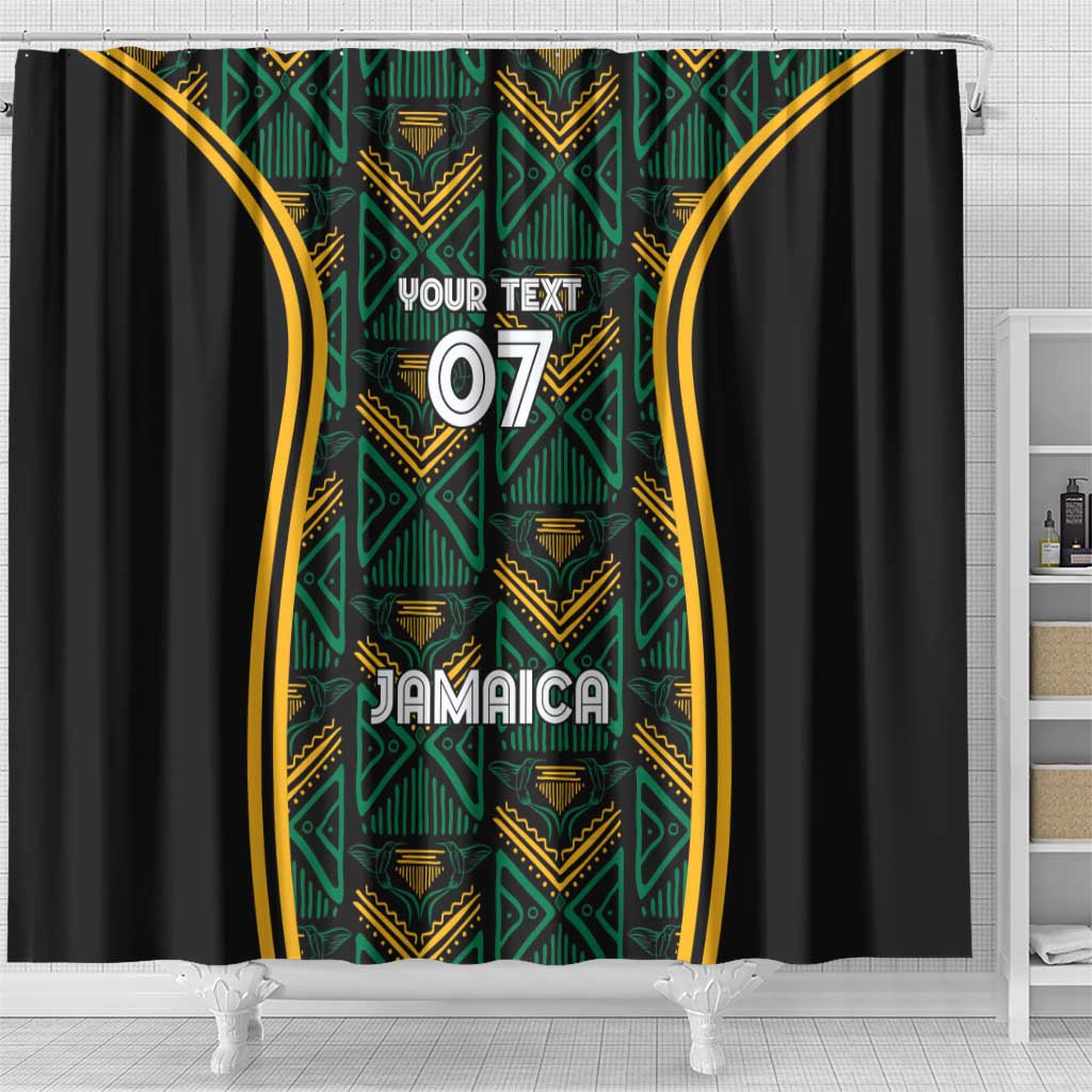 Afro-Jamaica Custom Shower Curtain Reggae Boyz Ethnic Motifs