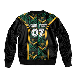 Afro-Jamaica Custom Sleeve Zip Bomber Jacket Reggae Boyz Ethnic Motifs