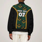 Afro-Jamaica Custom Sleeve Zip Bomber Jacket Reggae Boyz Ethnic Motifs