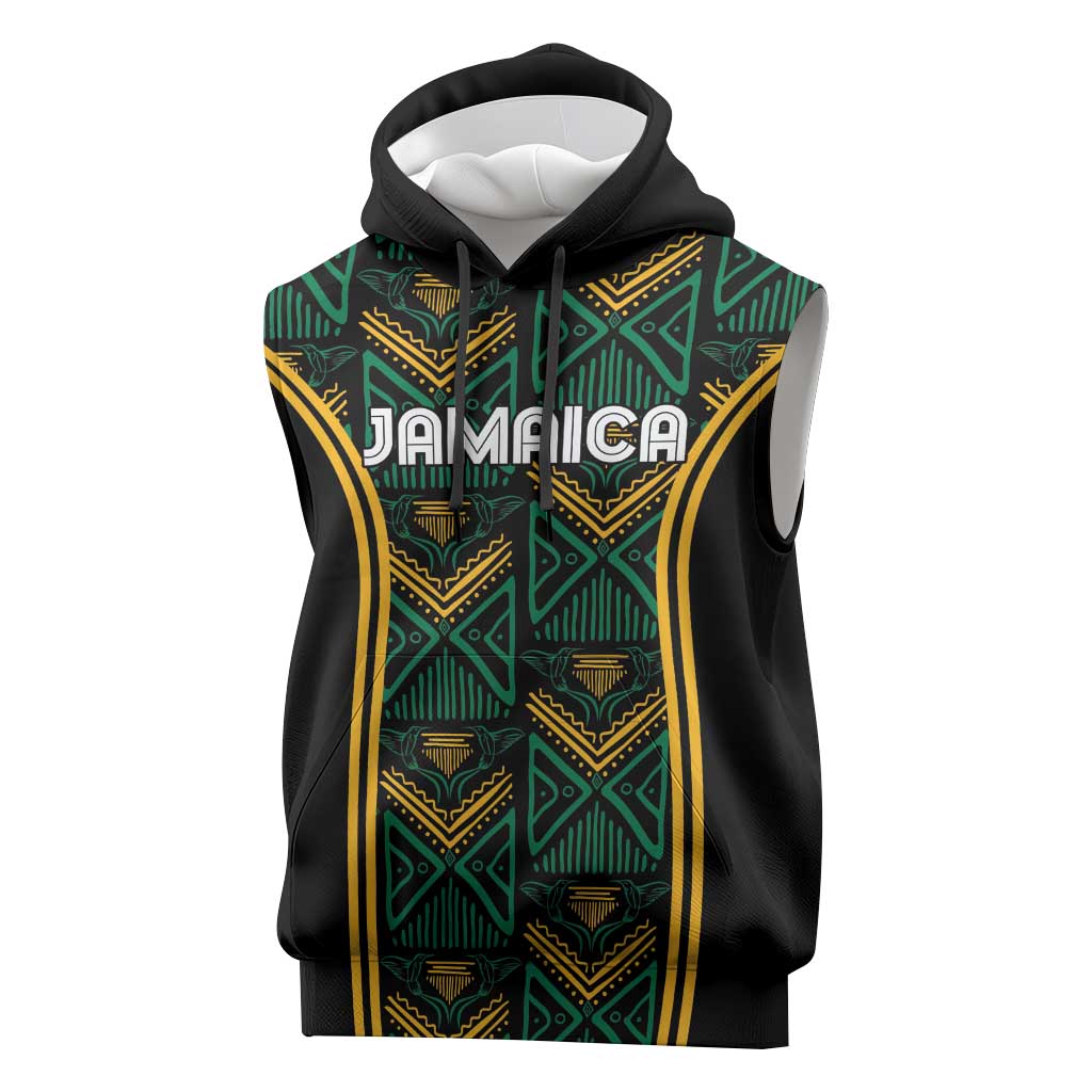 Afro-Jamaica Custom Sleeveless Hoodie Reggae Boyz Ethnic Motifs - African Pride