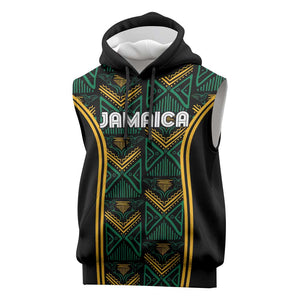 Afro-Jamaica Custom Sleeveless Hoodie Reggae Boyz Ethnic Motifs - African Pride