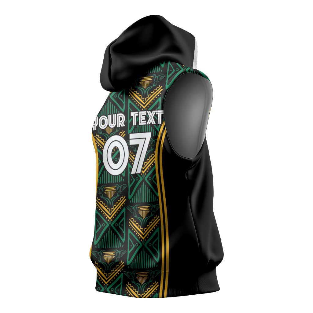 Afro-Jamaica Custom Sleeveless Hoodie Reggae Boyz Ethnic Motifs - African Pride