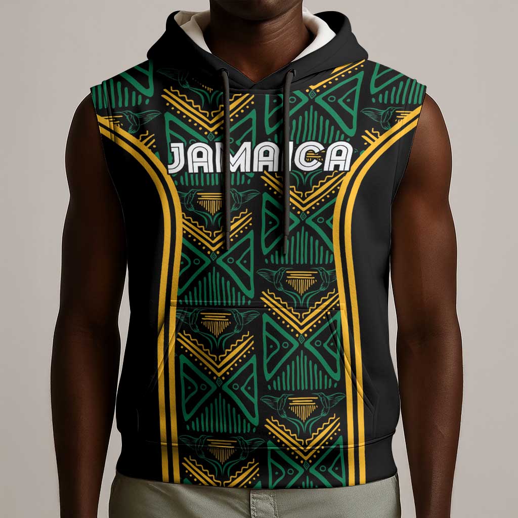 Afro-Jamaica Custom Sleeveless Hoodie Reggae Boyz Ethnic Motifs - African Pride