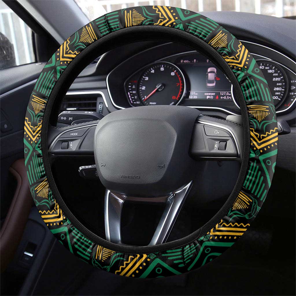 Afro-Jamaica Steering Wheel Cover Reggae Boyz Ethnic Motifs