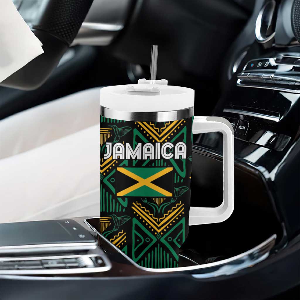 Afro-Jamaica Custom Tumbler With Handle Reggae Boyz Ethnic Motifs