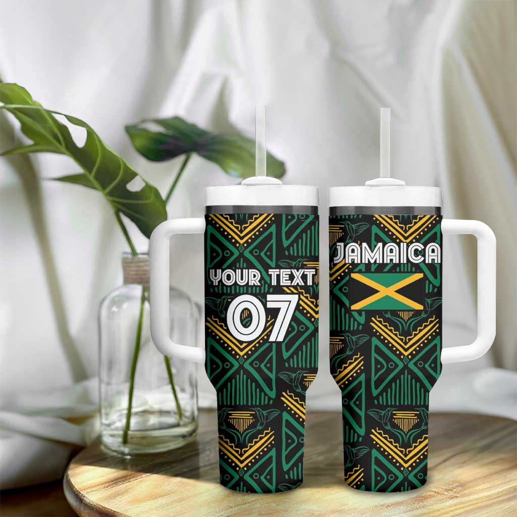 Afro-Jamaica Custom Tumbler With Handle Reggae Boyz Ethnic Motifs