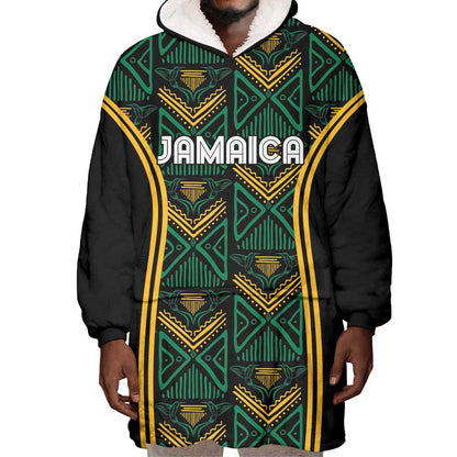 Afro-Jamaica Custom Wearable Blanket Hoodie Reggae Boyz Ethnic Motifs