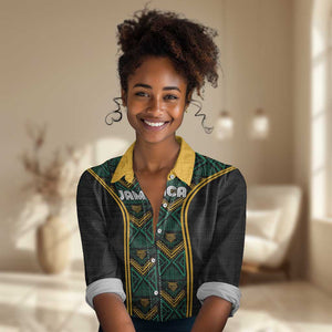 Afro-Jamaica Custom Women Casual Shirt Reggae Boyz Ethnic Motifs LT7