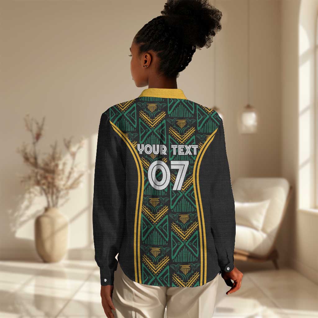 Afro-Jamaica Custom Women Casual Shirt Reggae Boyz Ethnic Motifs LT7