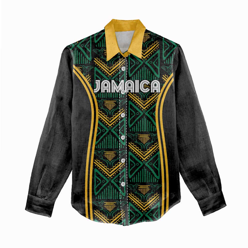 Afro-Jamaica Custom Women Casual Shirt Reggae Boyz Ethnic Motifs LT7