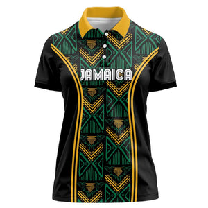 Afro-Jamaica Custom Women Polo Shirt Reggae Boyz Ethnic Motifs