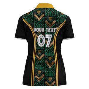 Afro-Jamaica Custom Women Polo Shirt Reggae Boyz Ethnic Motifs