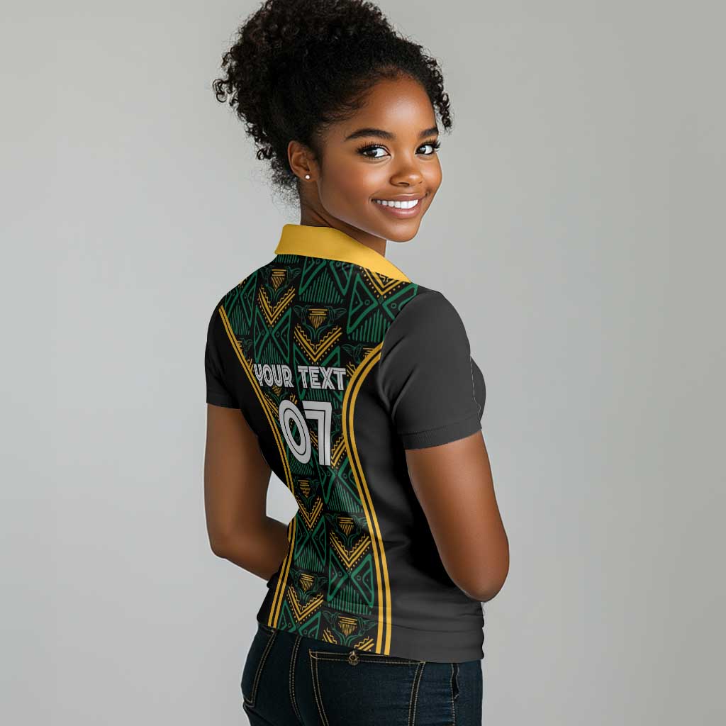 Afro-Jamaica Custom Women Polo Shirt Reggae Boyz Ethnic Motifs