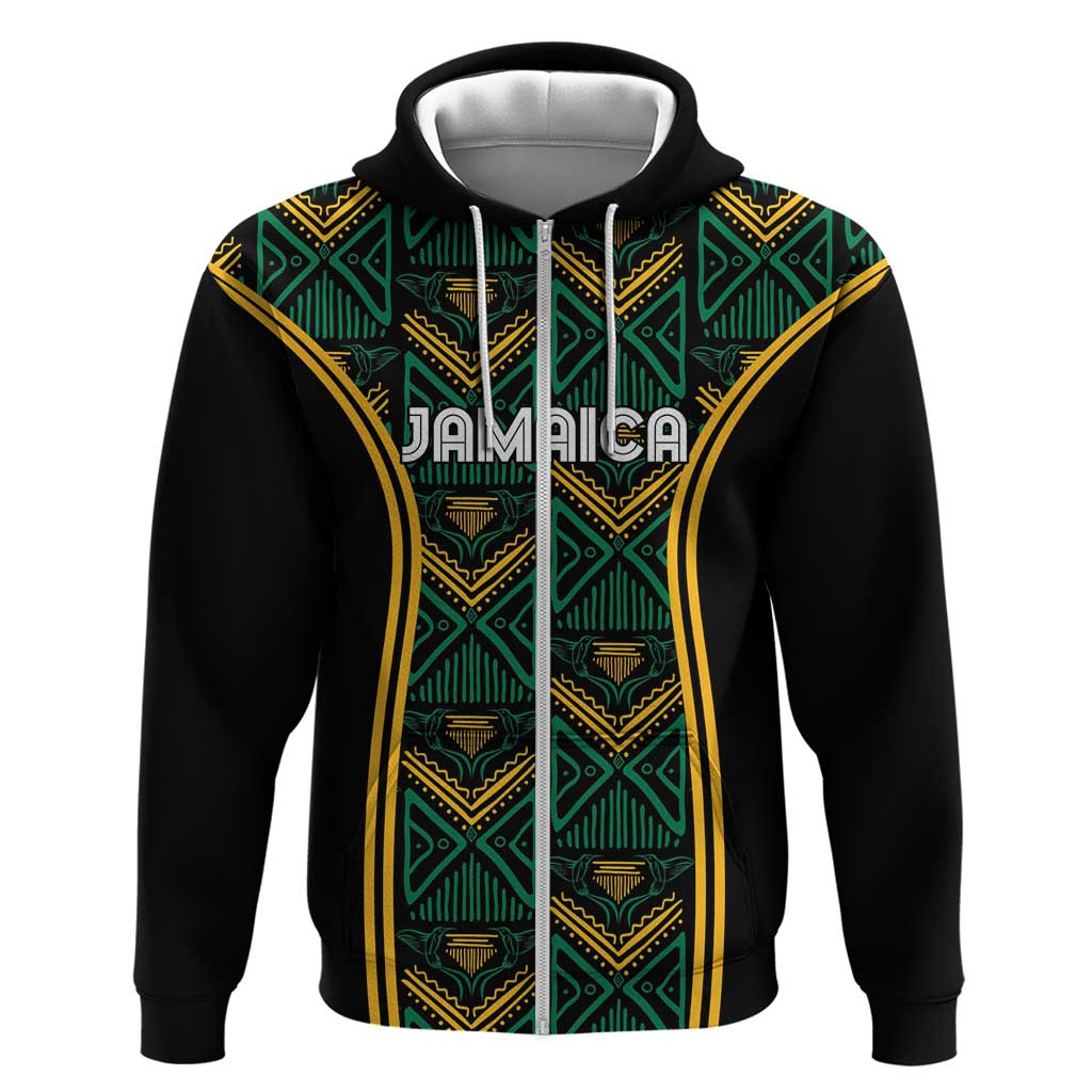 Afro-Jamaica Custom Zip Hoodie Reggae Boyz Ethnic Motifs