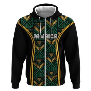 Afro-Jamaica Custom Zip Hoodie Reggae Boyz Ethnic Motifs