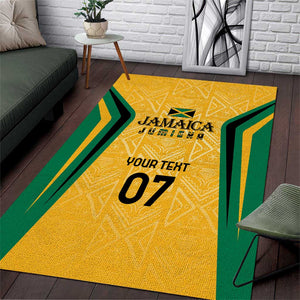 Afro-Jamaica Custom Area Rug Golden Ethnic Motifs